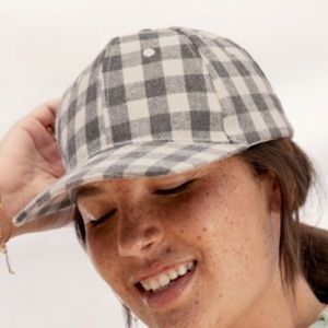 Grey Checkered Baseball Hat.